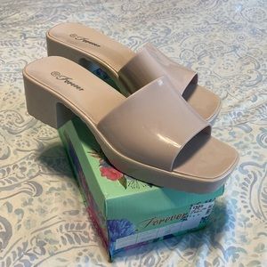 Forever Beige Jelly Block Heel Sandals